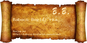 Babocs Boglárka névjegykártya